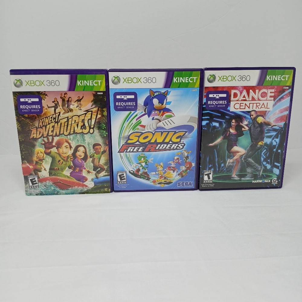 Xbox 360 Kinect Games Lot Of 3 Sonic Free Riders Dance Central Kinect Adventures